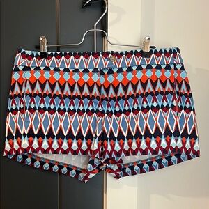 J. Crew Blue and Orange Shorts with Geometric Pattern